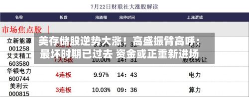 美存储股逆势大涨！高盛振臂高呼：最坏时期已过去 资金或正重新进场-第3张图片