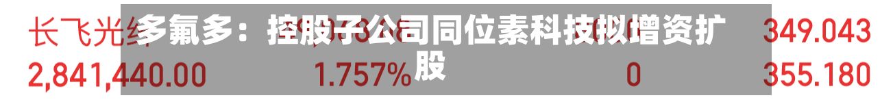 多氟多：控股子公司同位素科技拟增资扩股-第1张图片