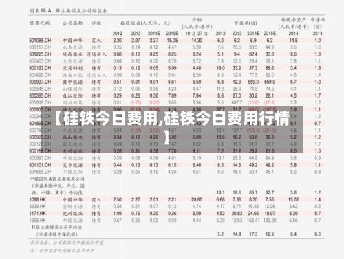 【硅铁今日费用,硅铁今日费用行情】-第3张图片