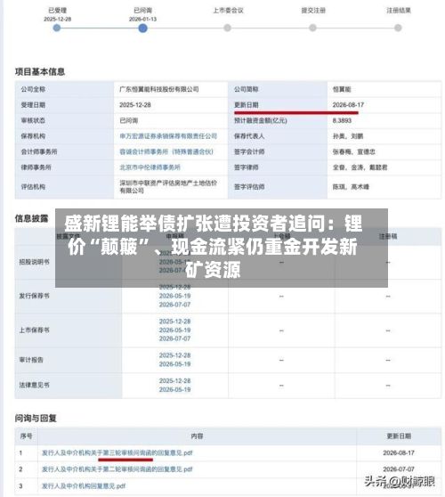 盛新锂能举债扩张遭投资者追问：锂价“颠簸”、现金流紧仍重金开发新矿资源-第1张图片