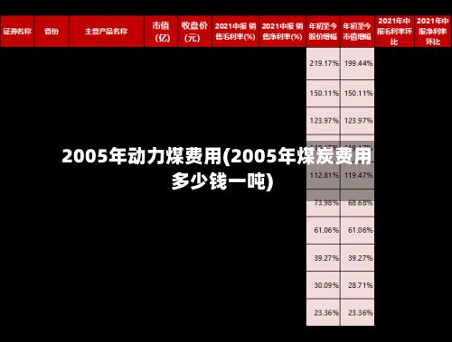 2005年动力煤费用(2005年煤炭费用多少钱一吨)