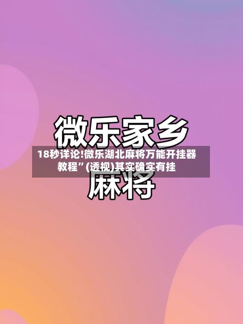 18秒详论!微乐湖北麻将万能开挂器教程”(透视)其实确实有挂-第2张图片