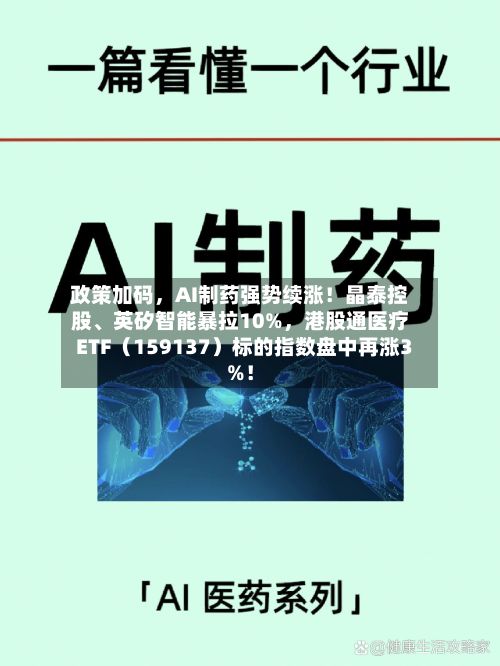 政策加码，AI制药强势续涨！晶泰控股、英矽智能暴拉10%，港股通医疗ETF（159137）标的指数盘中再涨3%！