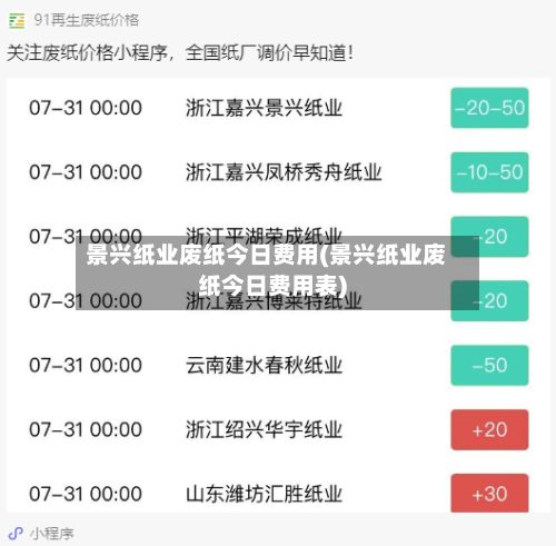 景兴纸业废纸今日费用(景兴纸业废纸今日费用表)-第2张图片