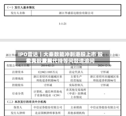 IPO雷达｜大秦数能冲刺港股上市 股东入股费用差异、股权代持等问题遭追问-第2张图片