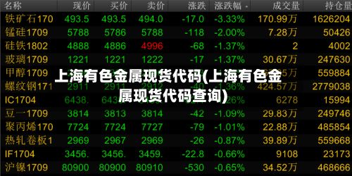 上海有色金属现货代码(上海有色金属现货代码查询)