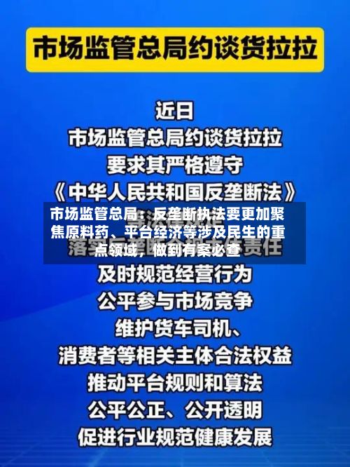 市场监管总局：反垄断执法要更加聚焦原料药、平台经济等涉及民生的重点领域	，做到有案必查-第2张图片