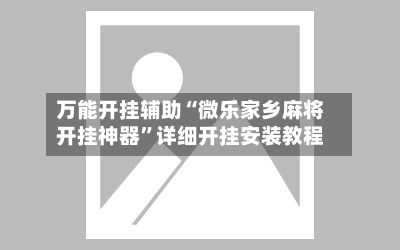 万能开挂辅助“微乐家乡麻将开挂神器	”详细开挂安装教程-第3张图片