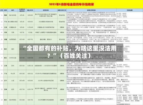 “全国都有的补贴	，为啥这里没法用？	”（百姓关注）-第3张图片