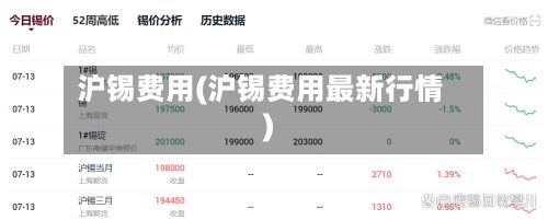 沪锡费用(沪锡费用最新行情)