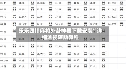 乐乐四川麻将外卦神器下载安装”详细透视辅助教程-第3张图片