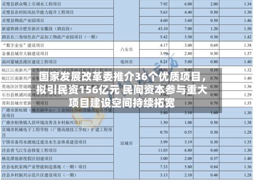 国家发展改革委推介36个优质项目，拟引民资156亿元 民间资本参与重大项目建设空间持续拓宽-第2张图片
