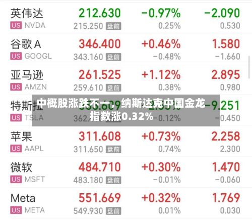中概股涨跌不一，纳斯达克中国金龙指数涨0.32%-第2张图片