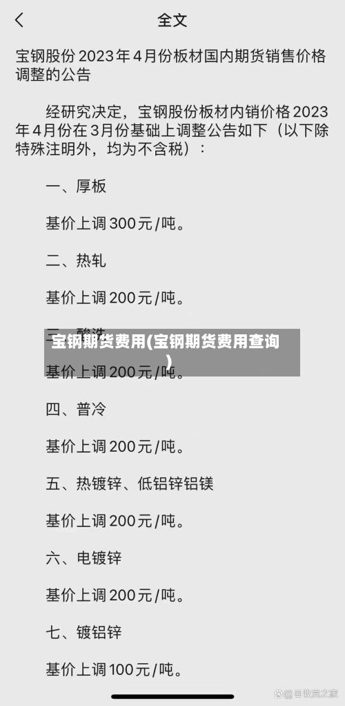 宝钢期货费用(宝钢期货费用查询)