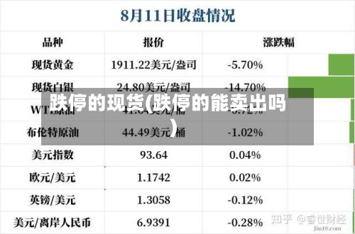 跌停的现货(跌停的能卖出吗)
