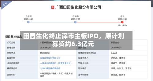 田园生化终止深市主板IPO	，原计划募资约6.3亿元-第1张图片