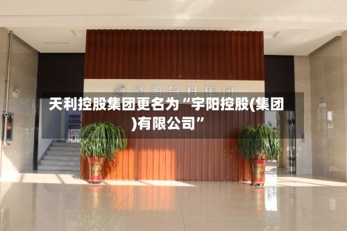 天利控股集团更名为“宇阳控股(集团)有限公司	”-第1张图片