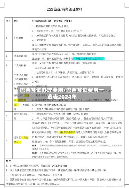 巴西签证办理费用/巴西签证费用一览表2024年