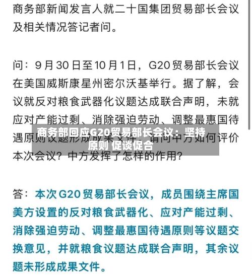 商务部回应G20贸易部长会议：坚持原则 促谈促合-第2张图片