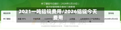 2021一吨铝锭费用/2026铝锭今天费用