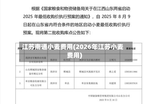 江苏南通小麦费用(2026年江苏小麦费用)