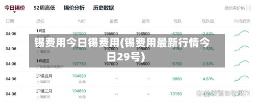 锡费用今日锡费用(锡费用最新行情今日29号)