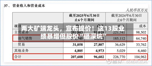 两大矿端龙头，宣布提价！这13股业绩暴增但股价“砸深坑	”-第2张图片
