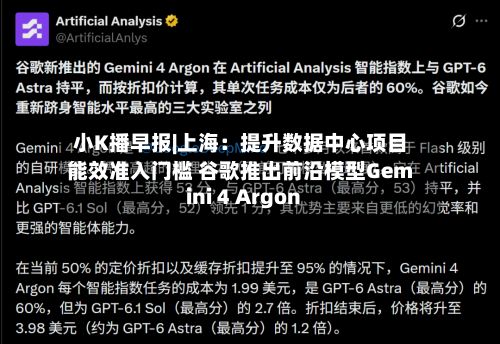 小K播早报|上海：提升数据中心项目能效准入门槛 谷歌推出前沿模型Gemini 4 Argon-第2张图片