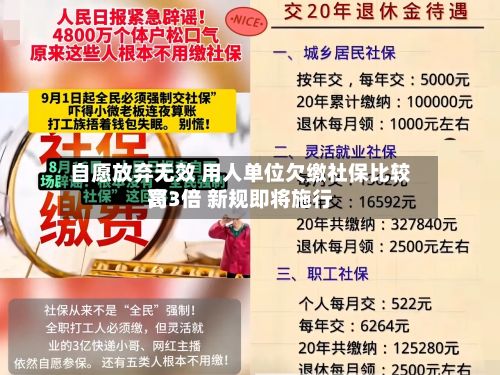 自愿放弃无效 用人单位欠缴社保比较高罚3倍 新规即将施行-第2张图片