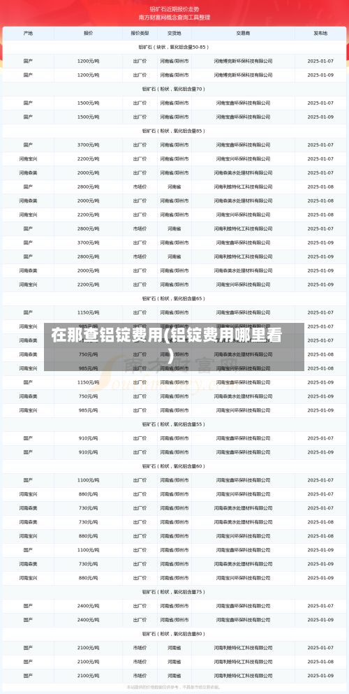 在那查铝锭费用(铝锭费用哪里看)