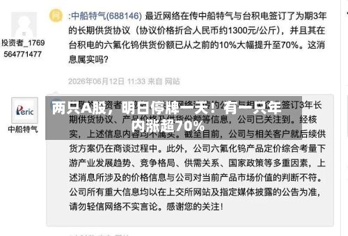 两只A股	，明日停牌一天！有一只年内涨超70%-第3张图片