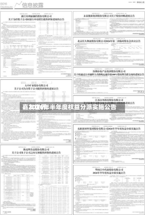 嘉友世界：2026年半年度权益分派实施公告