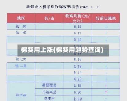 棉费用上涨(棉费用趋势查询)