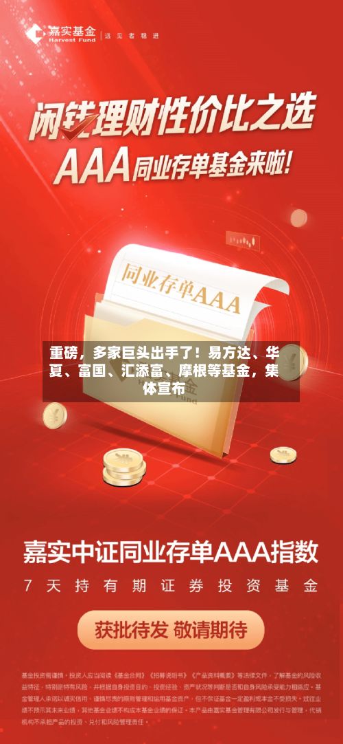 重磅，多家巨头出手了！易方达	、华夏、富国、汇添富、摩根等基金	，集体宣布-第2张图片