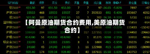 【阿曼原油期货合约费用,美原油期货合约】-第2张图片