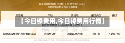 【今日镍费用,今日镍费用行情】