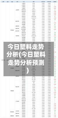 今日塑料走势分析(今日塑料走势分析预测)-第3张图片