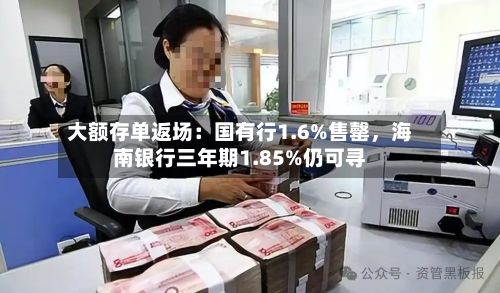 大额存单返场：国有行1.6%售罄，海南银行三年期1.85%仍可寻