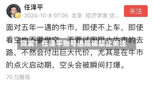 突发！任泽平账号违规被禁止关注-第3张图片
