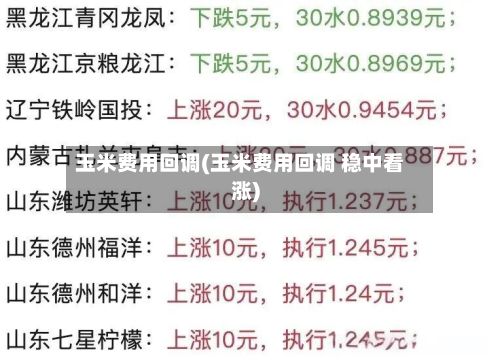 玉米费用回调(玉米费用回调 稳中看涨)
