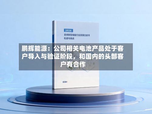 鹏辉能源：公司相关电池产品处于客户导入与验证阶段，和国内的头部客户有合作-第2张图片