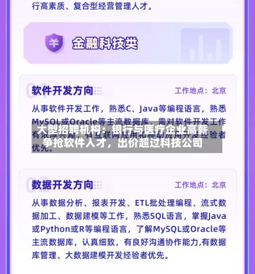 大型招聘机构：银行与医疗企业高薪争抢软件人才，出价超过科技公司-第3张图片