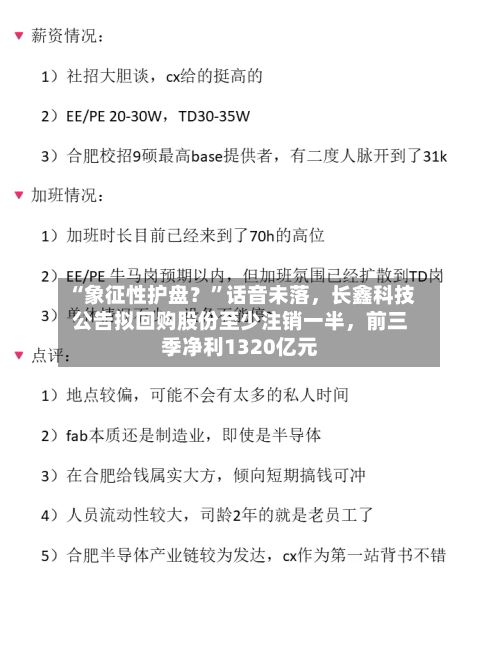 “象征性护盘？”话音未落，长鑫科技公告拟回购股份至少注销一半	，前三季净利1320亿元-第3张图片